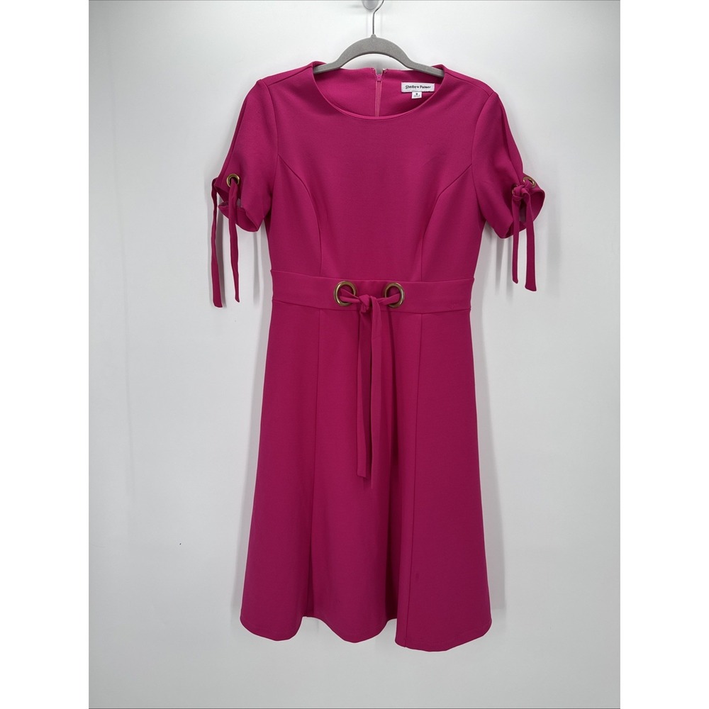 Shelby & Palmer Pink Fit Flare Dress Size 8 Belted Cottagecore Feminine‎ Career